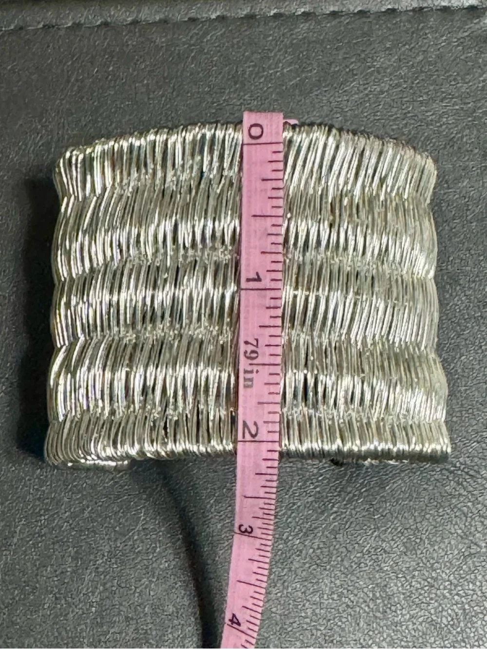 Metallic Silver Woven Wire Cuff Bracelet